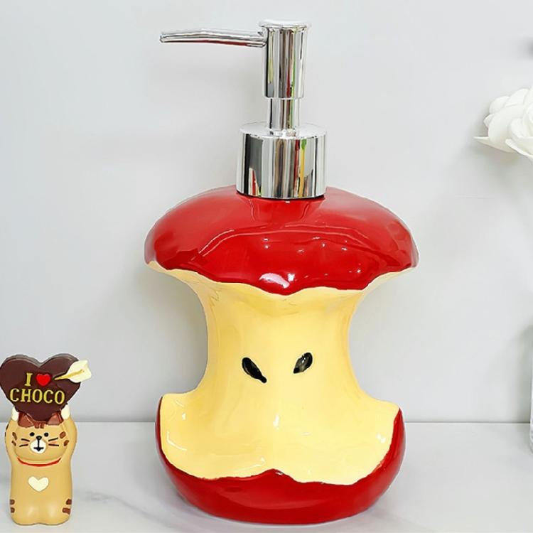 Practical Ceramic Press Pump Bottle with Fruit Core Design Soap Container Liquid Dispenser For Various Bathroom Liquid Product