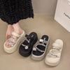Premium thick-soled slippers for women's outer wear 2025 new fashion rhinestone heightening small muffin beach cool slippers