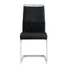 Modern Dining Chairs Set of 2, Backrest Made of PU Faux Leather and Linen, High Back Upholstered Chair, Stripe Design for Kitchen, Guest Chair, Black