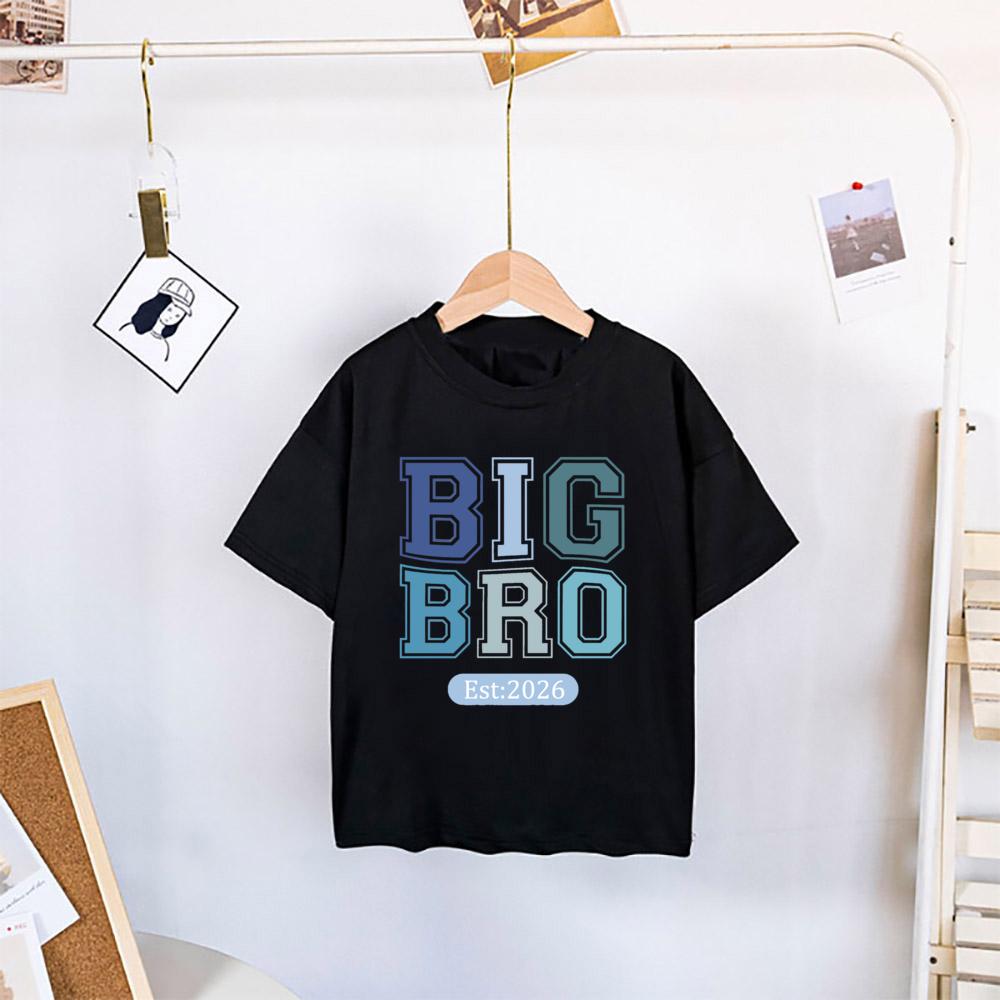 Big Brother Est 2026 Print Kids Shirts New Baby Announcement Clothes Big Brother T-shirt Baby Reveal Party Outfit Child Tee Tops