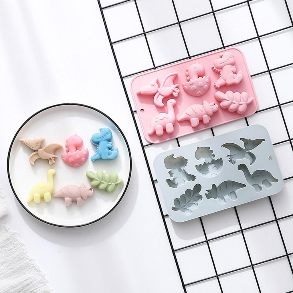 Silicone 6 Cavities Dinosaur Jello Molds for Chocolate Dinosaur Soap Molds odorless multi-purpose for Baking Dessert Decoration