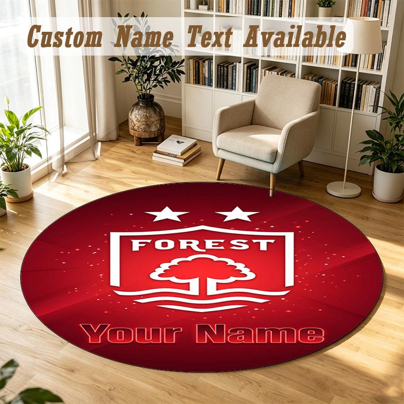 Round Rug Custom NameNottingham Forest FC Pattern Non Slip Carpet Home Floor Decor