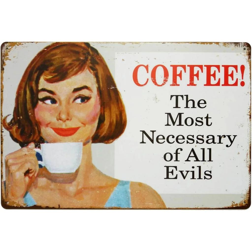 Vintage Coffee Metal Tin Sign Plaque Plate Retro Wall Art Poster For Cafe Bar Pub Kitchen Man Cave Club Iron Painting Decoration