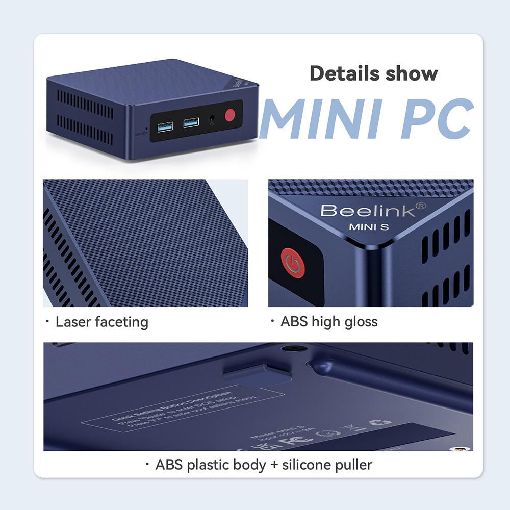 Beelink Min S12 N95 Mini PC Win11 Pro Support Wifi5 1000M LAN Desktop Mini Computer