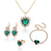 Elegant European & American Water Drop Diamond Jewelry Set: Necklace, Earrings, Ring – Perfect for Brides