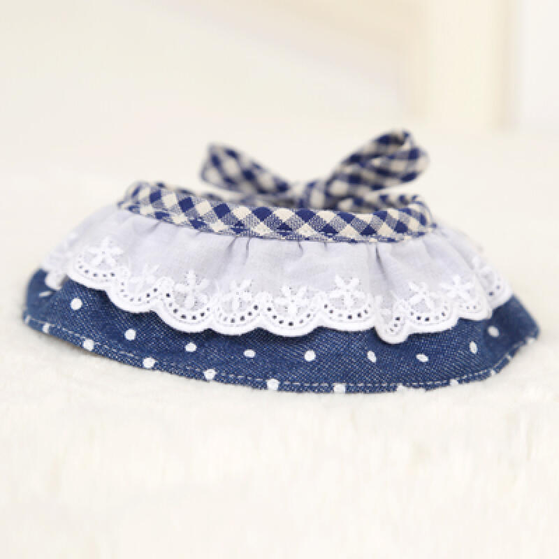 Dog Scarf Lace - Denim Dot small - 20cm