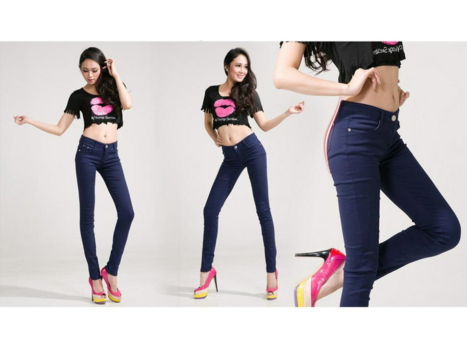 Candy-Colored Women's Mid-Waist Skinny Jeans: Sexy, Stretchy, Versatile Denim Pants In Solid White