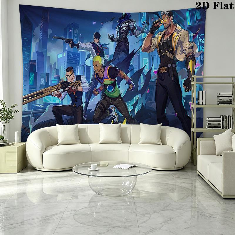 Valorant Game Wall Tapestry Aesthetic Wall Hanging Printed Fabric Blanket Decorative Tapestries for Bedroom Living Room Home Decor