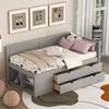 Twin Size Daybed with Drawers and Shelves, Wooden Storage Daybed Frame with Slats, Pull Out Drawer Bed for Guests, Space Saving