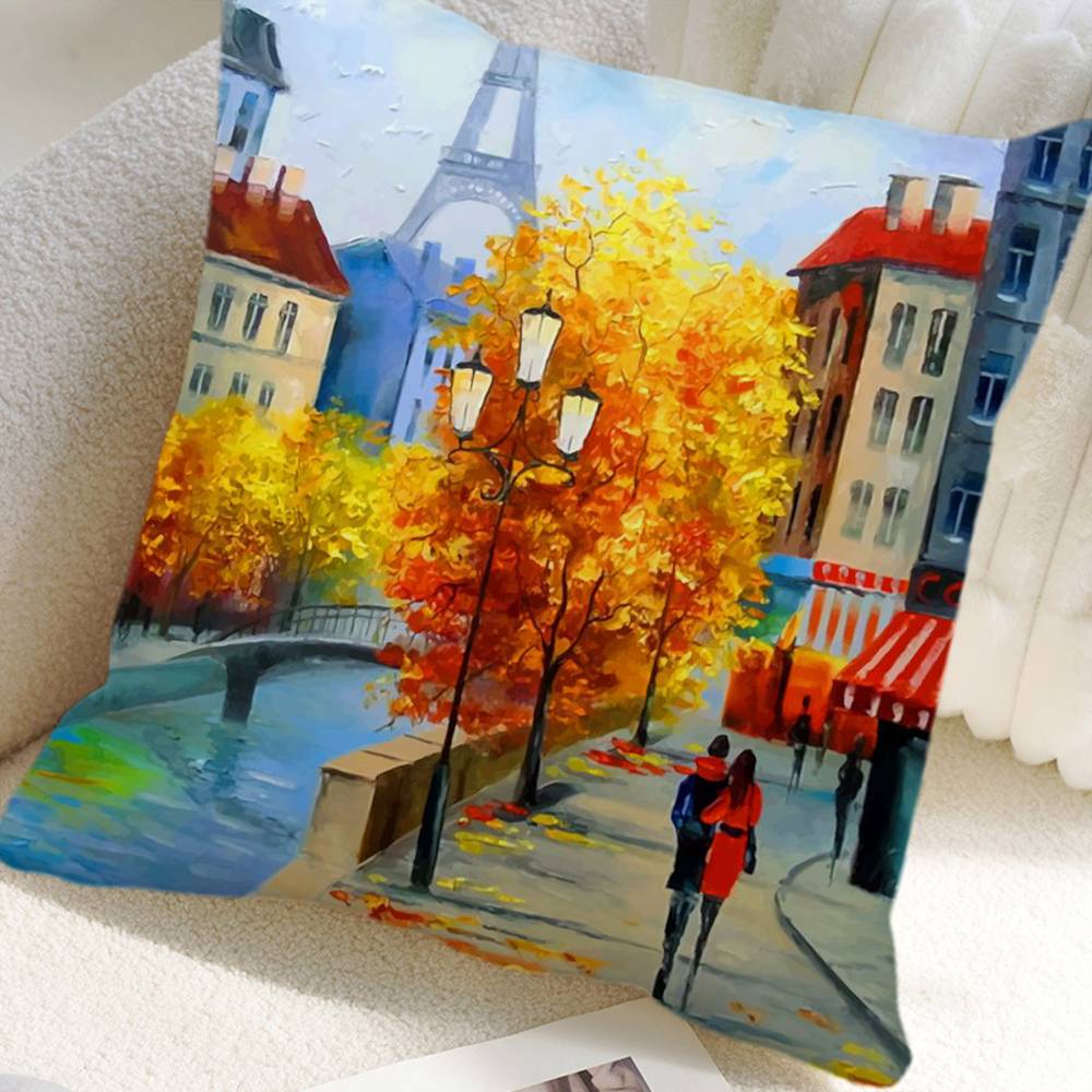 Paris Eiffel Tower Pillow Case Square Pillow Bedroom Sofa Leisure Comfort Cushion Car Home Decoration
