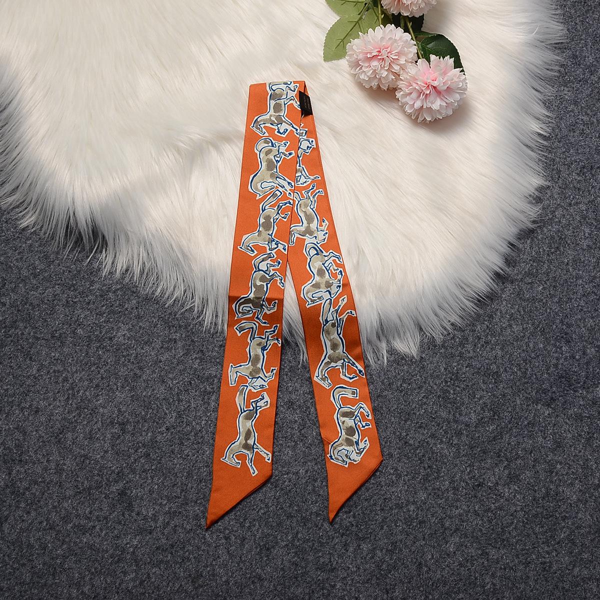 

2023 100% Silk Scarf Sketch Horse Brand Design Natural Silk Women Scarf Foulard Hair Bag Scarves Fashion Neckerchief Headband