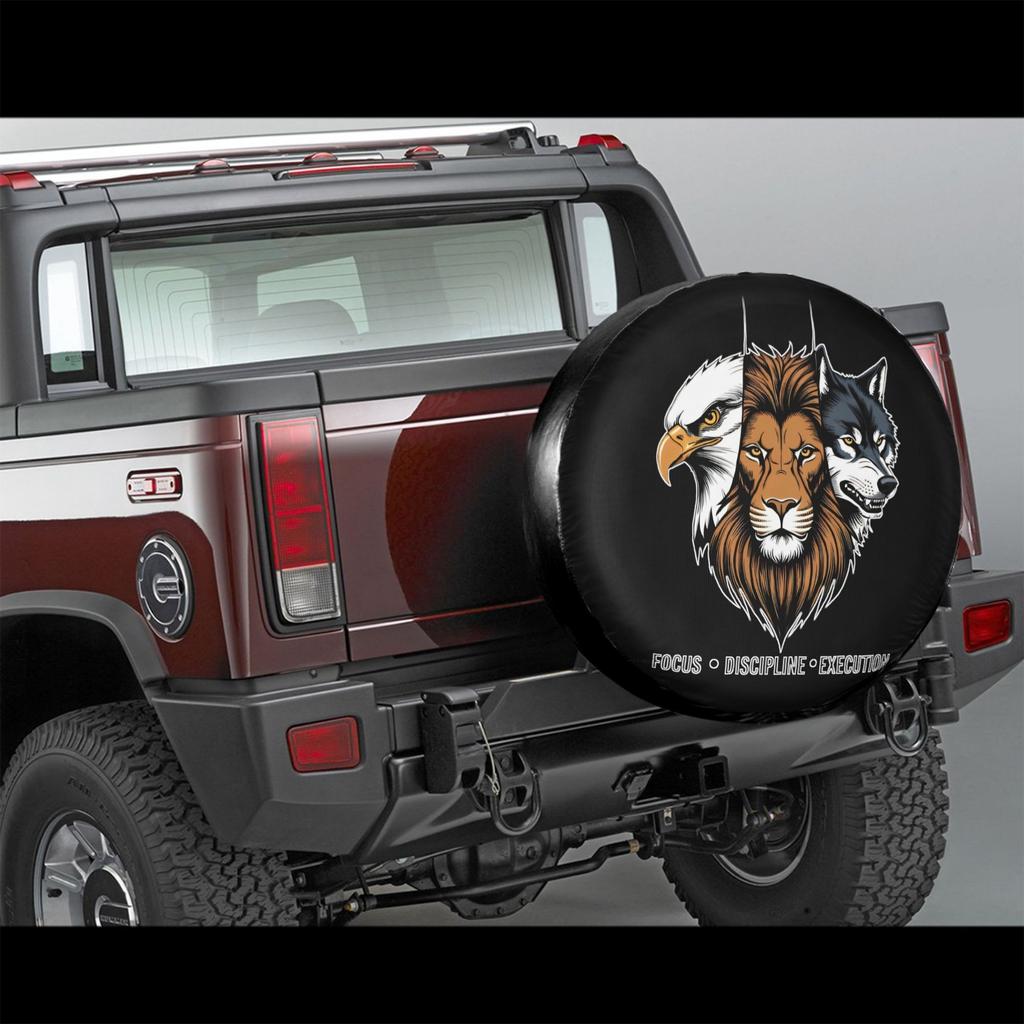 Beast Spirit Graphic Spare Tire Cover Polyester Fits 14-17 Inch Tires For SUV Truck