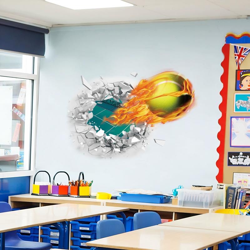 Waterproof sticker wall decal 3D tennis bedroom sticker three-dimensional wall sticker decoration sticker wall sticker