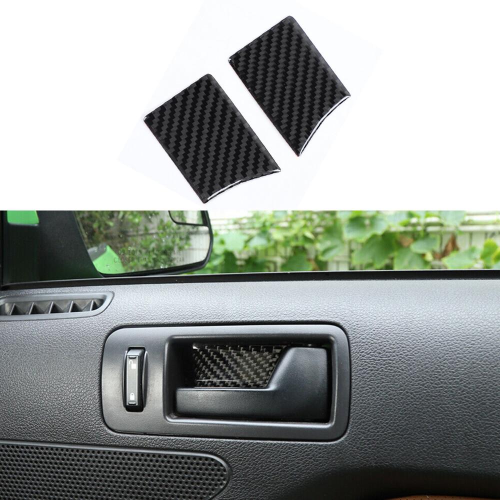 Inner Door Handle Bowl Trim Decal Sticker For Ford Mustang 2009-13 Carbon Fiber