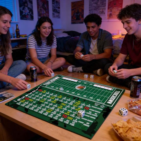 Dice Football Board Game Portable Travel Family Night Parties Interactive Football Game Adults Football Knuckle Touchdown Dice Tabletop Game
