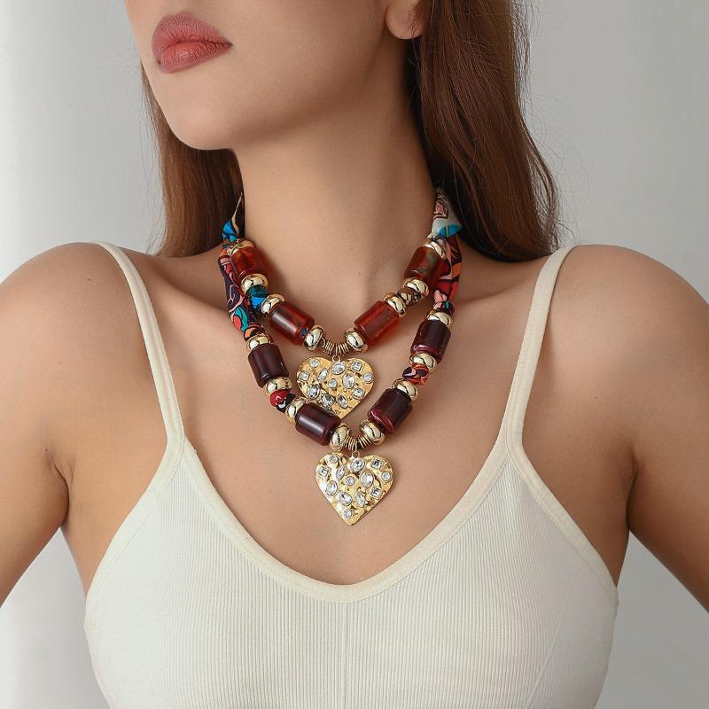 Women S Vintage Vacation Style Fabric Beaded Trendy Neck Scarf