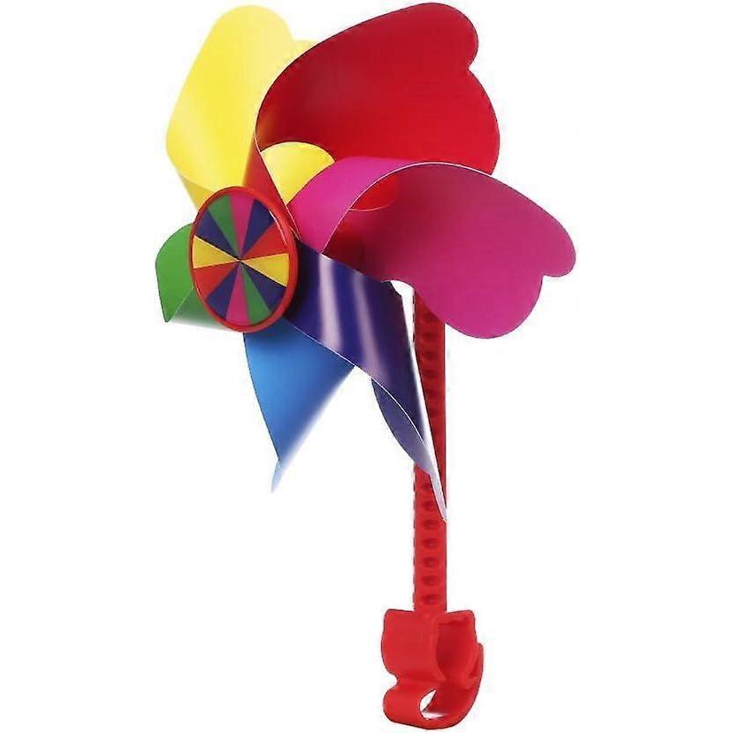 Bike Handlebar Pinwheel for Kids, Mini-Factory Bike Accessory Decoration Wind Spinner for Kid's Bicycle (Rainbow Stripes)