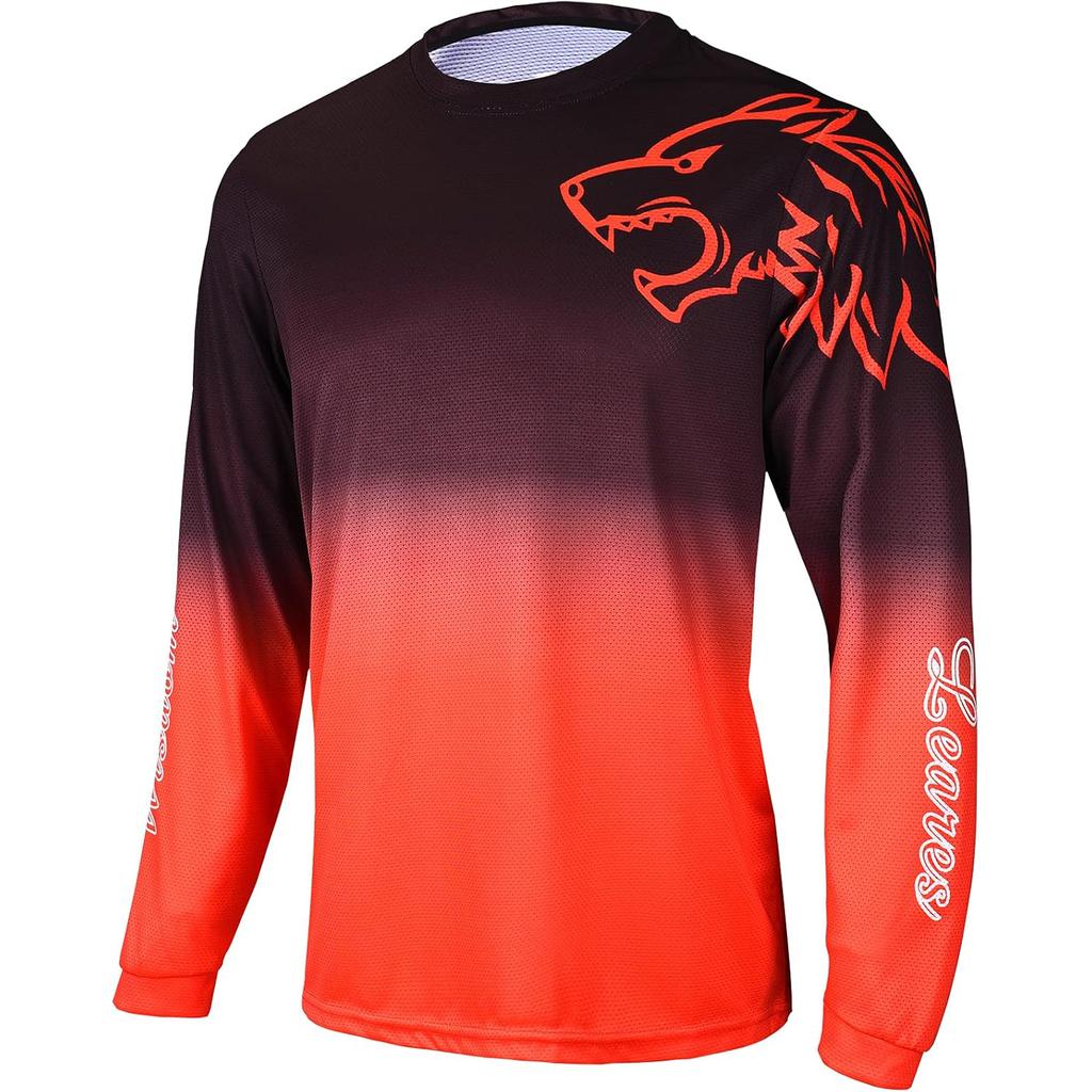 Herren Gym Top Wolf Aufdruck Langarm T-Shirt Fintness Laufen Jersey Frühling Herbst Atmungsaktiv Schnelltrocknend Sport Herren Bekleidung