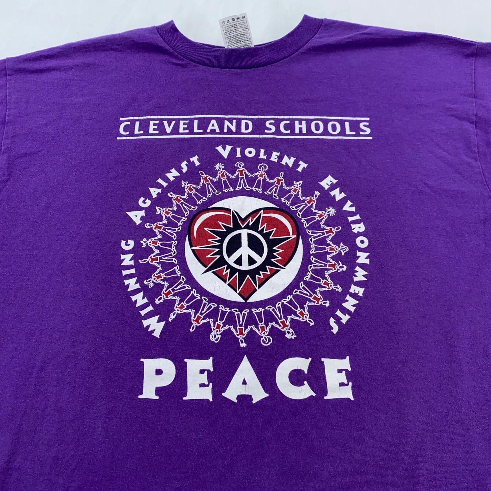 

vintage 90s CLEVELAND SCHOOLS WINNING AGAISNT VIOLENT ENVIRONMENT PET-Shirt L/XL 2XL