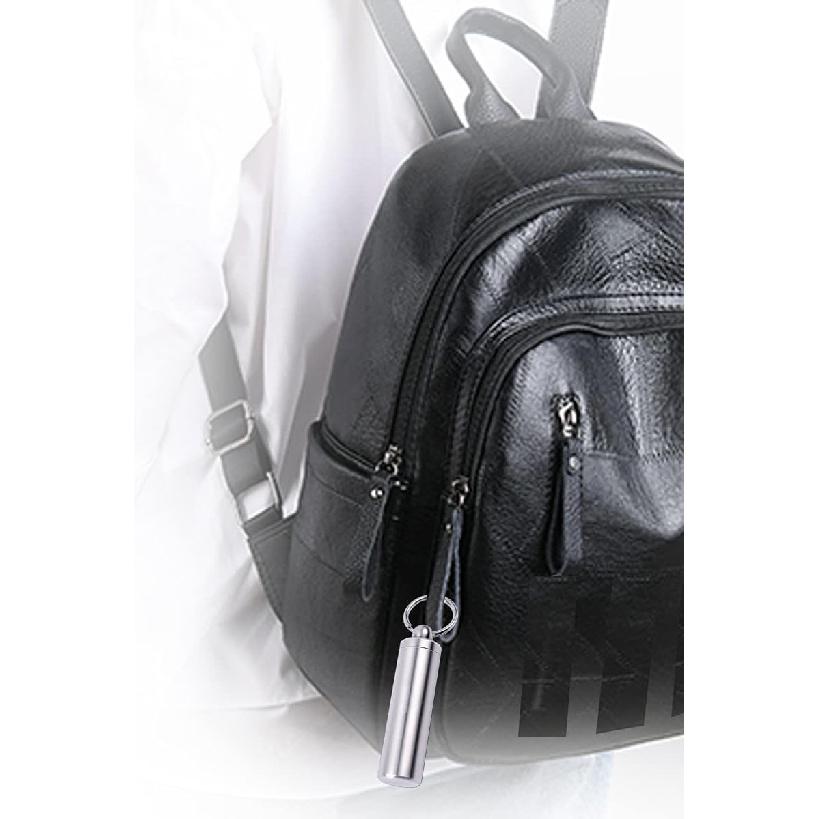 Pill Holder Keychain,Portable Waterproof Single Chamber Stainless Steel Pill Container,Small Pill Box Case for Outdoor Travel Camping - 2 Pack