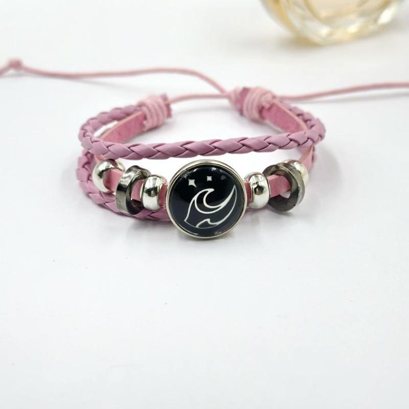 Luminous Sun & Moon Time Gem Unisex Vintage Leather & Beaded Bracelet