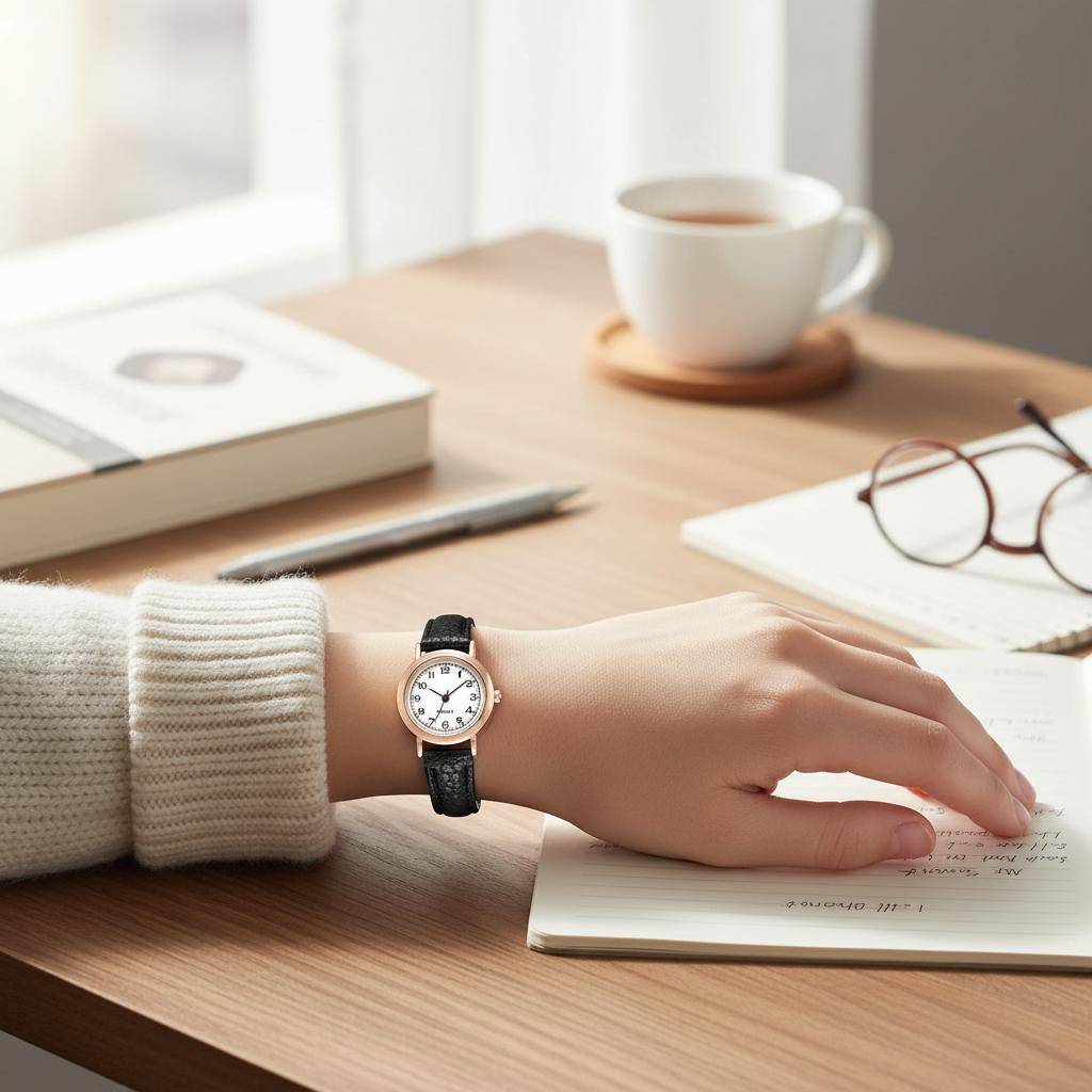 Leather Strap Watch For Women Small Dial Stylish Design Suitable For Students And Daily Wear