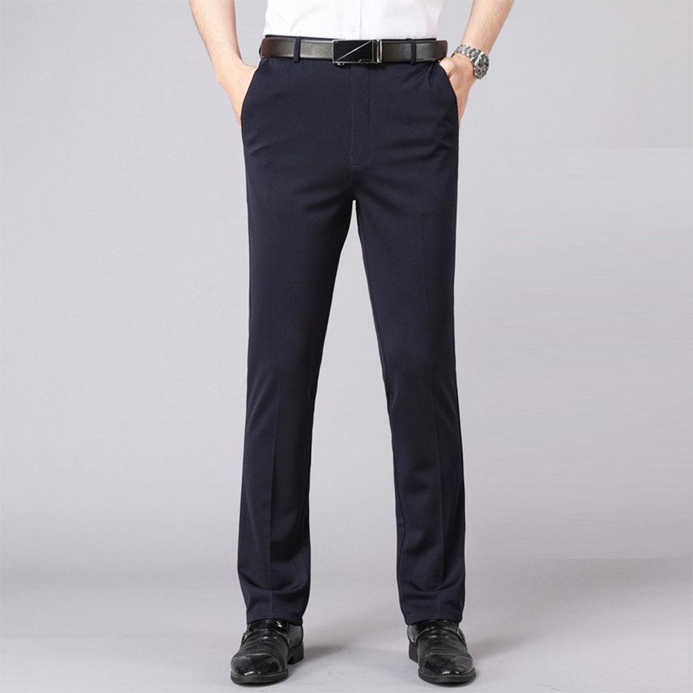 Spring Summer Men's Oversized Elastic Waist Blazer Casual Suits Pants Straight Trousers Office Formal Clothes