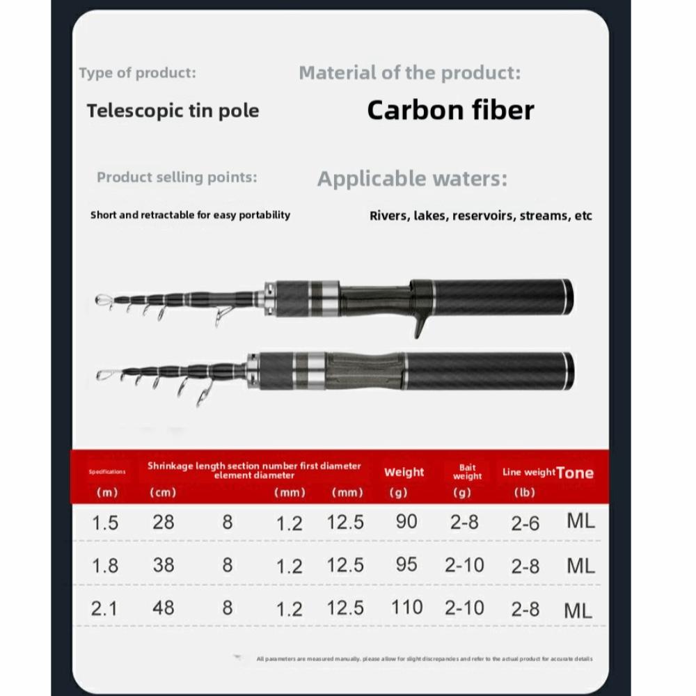 1.5-1.8m Length Telescopic Fishing Rod Professional UL/ML Power Fishing Rod Titanium Alloy Fishing Pole Casting Rod Fishing Gear