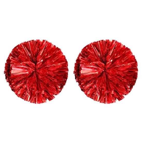 2 Pezzi Pompon Cheerleader Metallici Olografici Pompon Cheer con Anello Maniglia per Spirito di Squadra Sportiva Festa Squadra Allenamento Danza