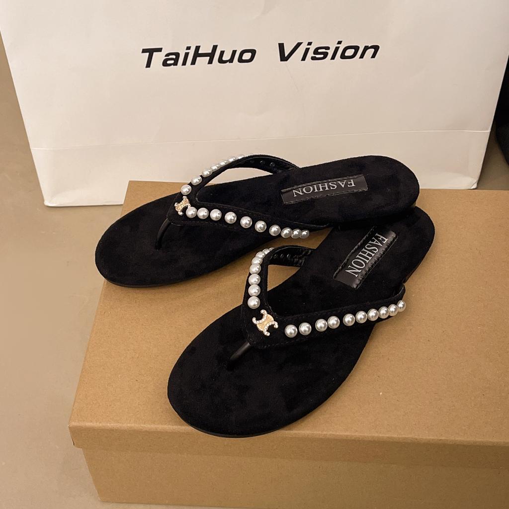 Women Summer Shoes 2025 New Comfortable Non Slip Rhinestone Summer Flip Flops Outdoor Casual Soft Bottom Beach Shoes
