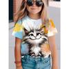 Fashion Children's Clothing Crew Neck Short Sleeve 3D Casual Color Printing Casual Short Sleeve Crew Neck T-Shirt