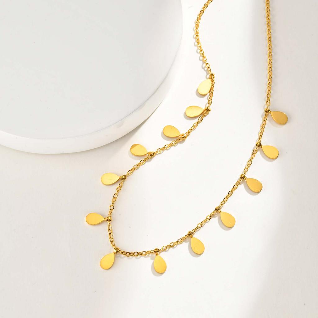 Trendy Water Drop Pendant Necklace for Women, High Quality Gold Plated Stainless Steel Chain Necklace,Party Daily Jewelry Gift