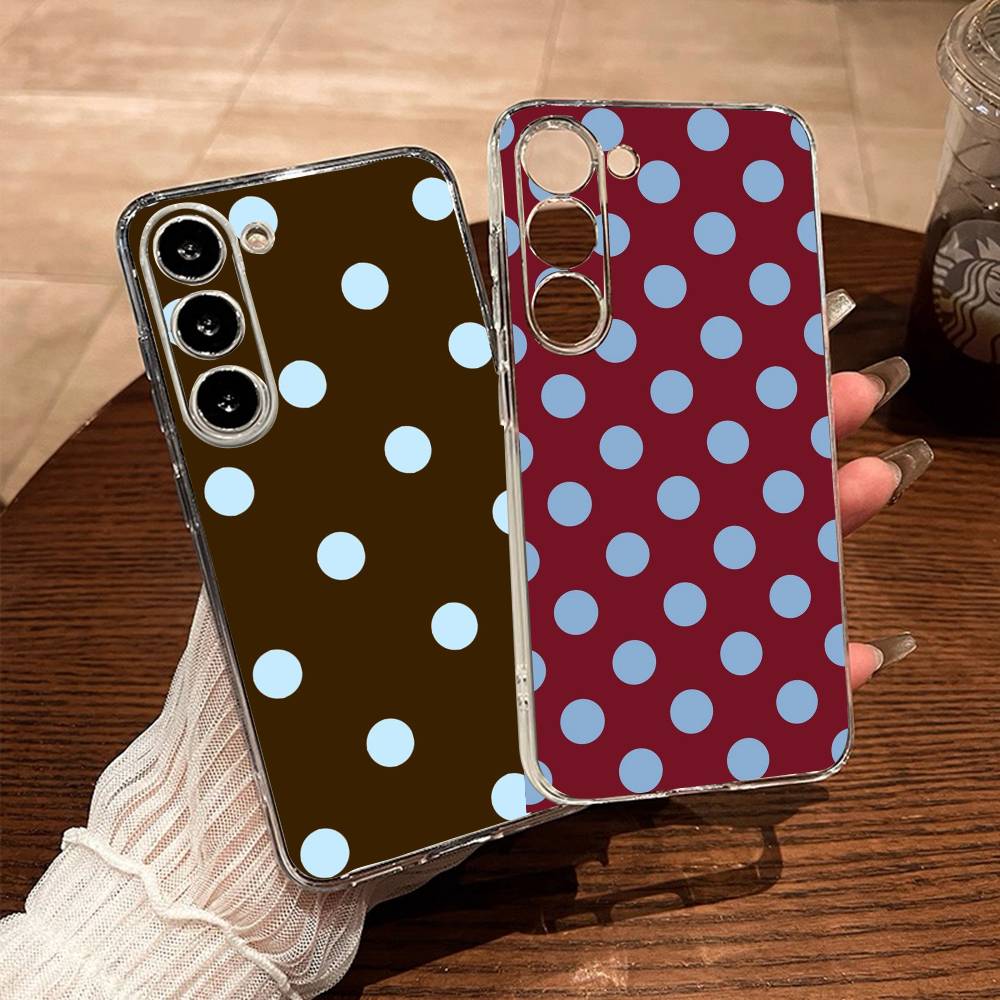 Ins Style P-Polka Dot Vintage Phone Case For Samsung Galaxy A71,A70,A52,A51,A40,A30 Transparent Cover