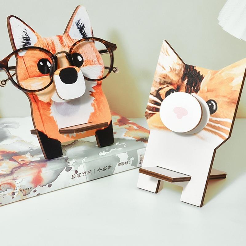 Natural Wood Phone Stand and Glasses Storage Environmental Friendly Dense Plan Easy Assembly Denial Equipment Required