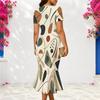 Women Plus Size V Neck Short Sleeve Plaid Printed Pink Grey Fitted Fishtail Dress