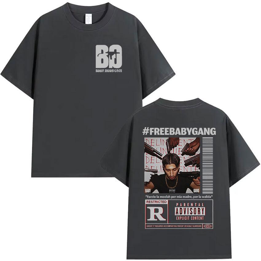 

Rappeur Baby Gang Album Cover T-shirts Men s Clothing Vintage Oversized T Shirts Fashion Pop Music Short Sleeve T-shirt 3XL