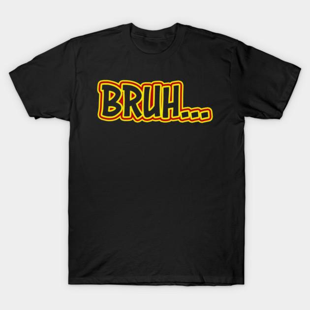 Asian Size Men Black Print T-shirt Bruh No-Cut Print Cotton Tshirt 2XL