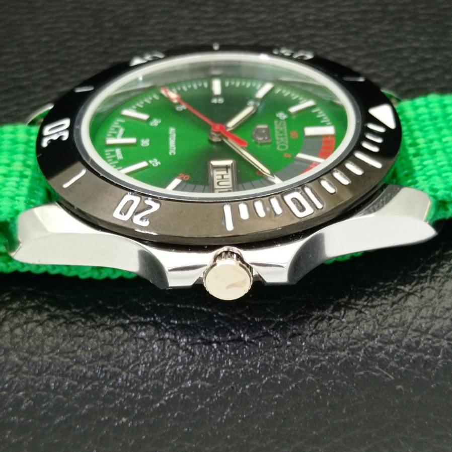 Seiko 5 JAPAN MENS AUTOMATIC 6309A REFURBISHED GREEN DIAL WATCH A426513-2 RL-a426513