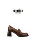 Sheepskin version~ Su Yinyin's same 8cm high heels retro leather one-pedal lazy loafers women's jk small leather shoes