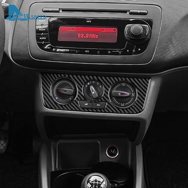 Per Seat Ibiza 6j 2009 2010 2011 2012 2013 2014 Adesivo Reale in Morbida Fibra di Carbonio LHD RHD Pannello Cornice Controllo Centrale AC Auto
