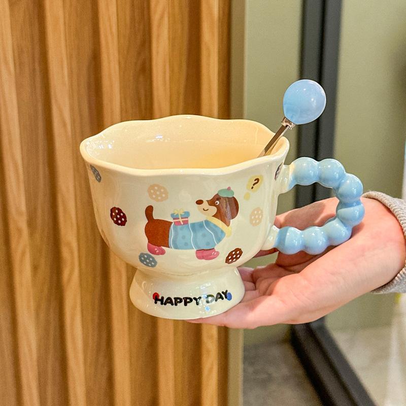 Cute Dachshund Puppy Goblet Milk Fufu Ceramic Mug Girl Couple Coffee Cup Birthday Gift Exquisite