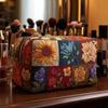 Dragonfly Print Quilted Cosmetic Bag Multi-functional Travel Organizer U-shape Zip Pouch