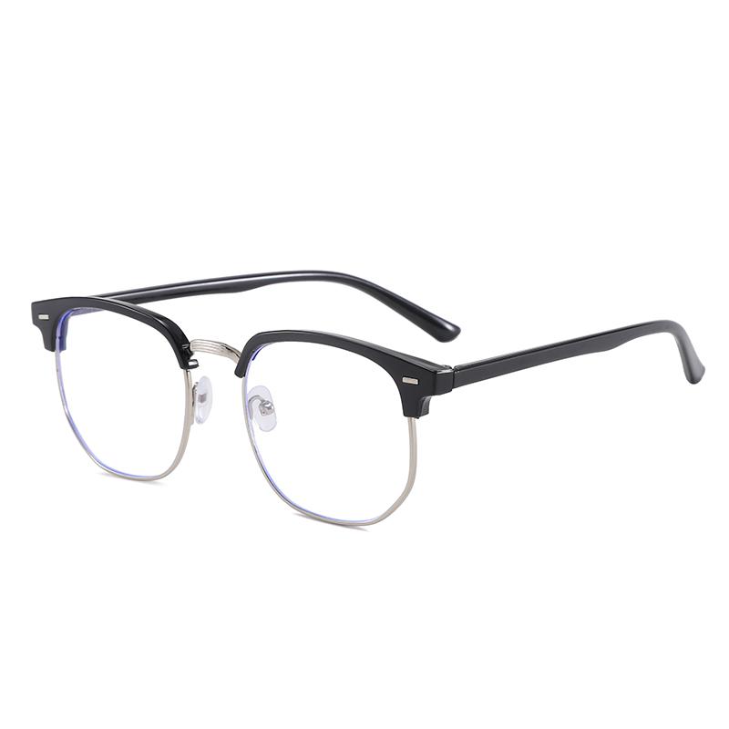 

Модные квадратные простые очки унисекс для мужчин и женщин, очки в металлической оправе, многоугольные очки, нежные черные очки с защитой от синего света