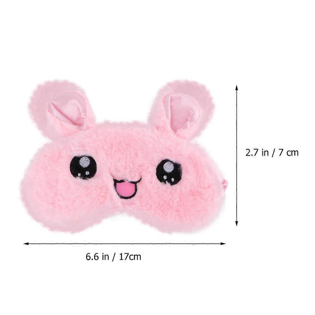 Night Eyeshade Plush Rabbit Pattern for Sleeping Use 2Pcs Pink