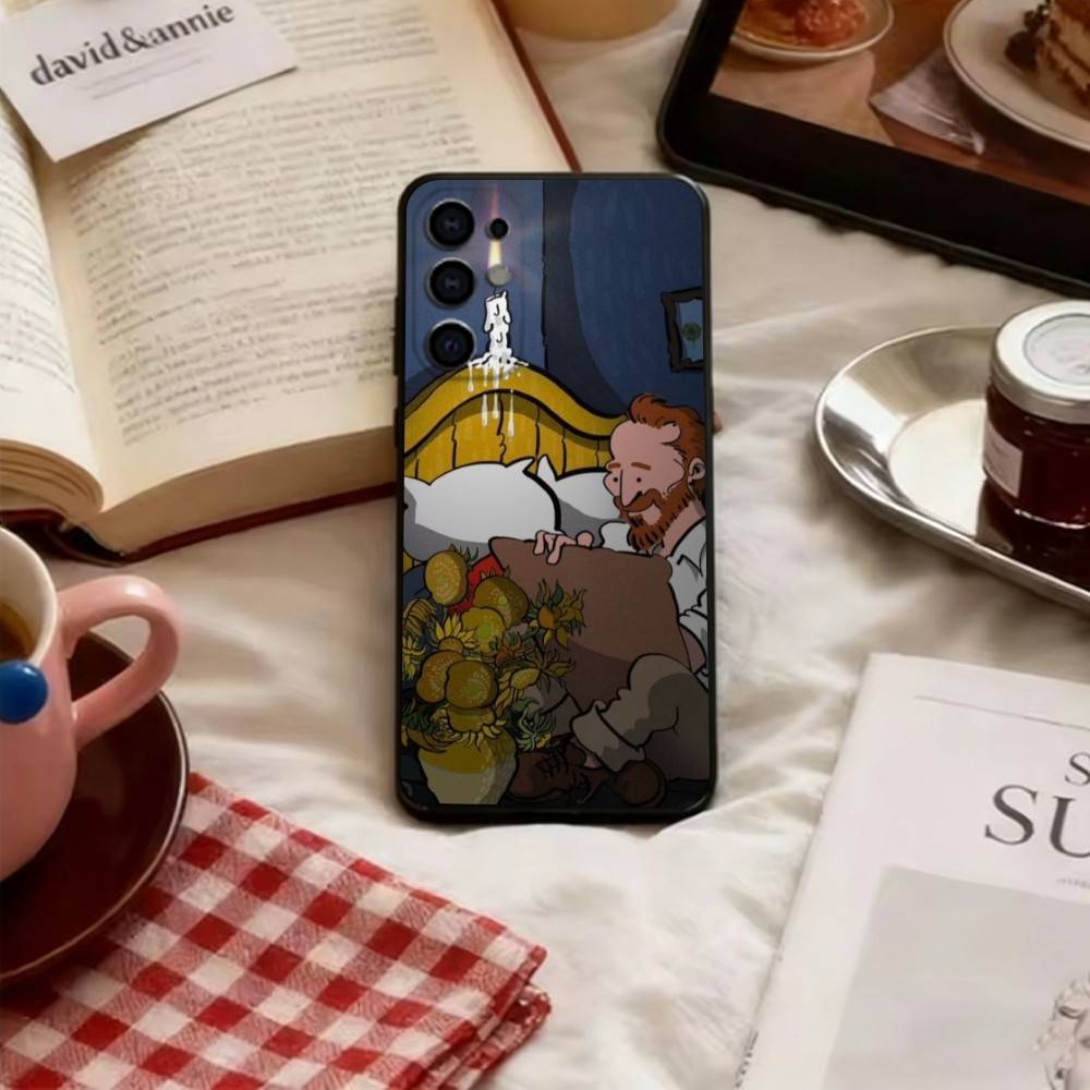 

Van Gogh Cartoon Art Phone Case Black Silicone Soft For Samsung S25,S24,S21,S22,S23,S30,Ultra,S20,Plus,Fe,Lite Samsung S235G
