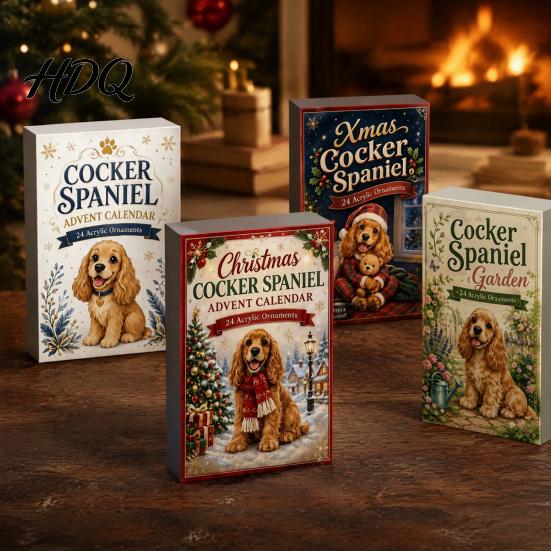 Dog Advent Calendar Calendars 2026 24 Days Christmas Countdown with 2D Acrylic Silhouette Ornaments Ornament Collectible Cute Animal Figures