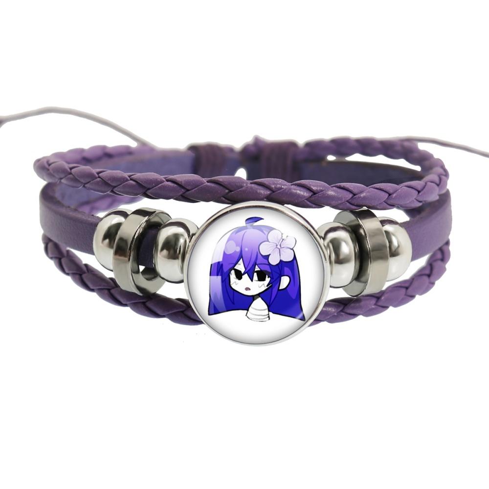 Sewerslvt Schizofrenia Dnb Cover Album Cartoon Creative Button Rope Button Purple Leather Bracelet Jewelry Charm Fans Gift