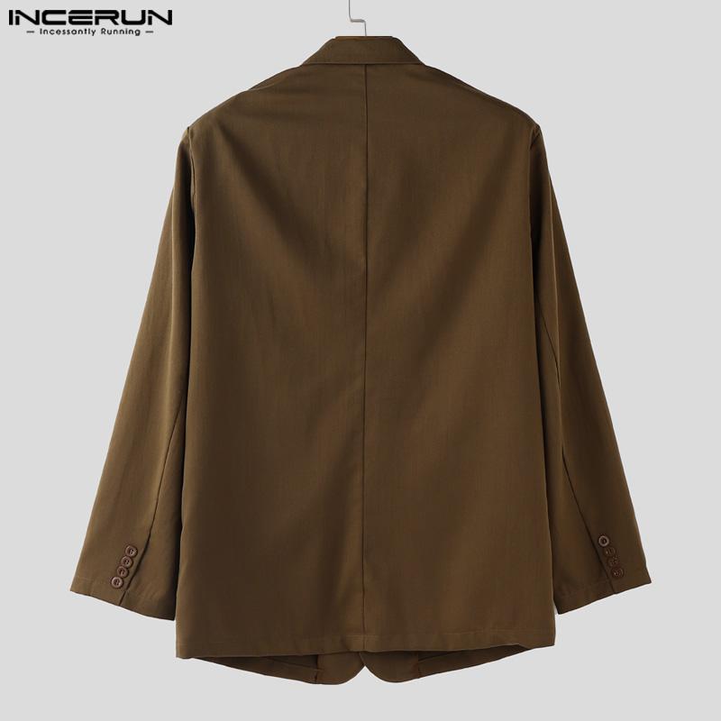 INCERUN Two Pieces Outfits Men Oversized Long Sleeve Blazer Capri Pants Sets Outfits