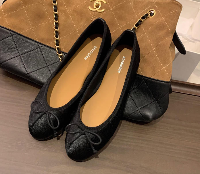 Sheepskin Version~ Grape Mother Same Leather Classic Round Head Bow Leopard Print Single Shoes Women's Shallow Mouth Ballet Flats