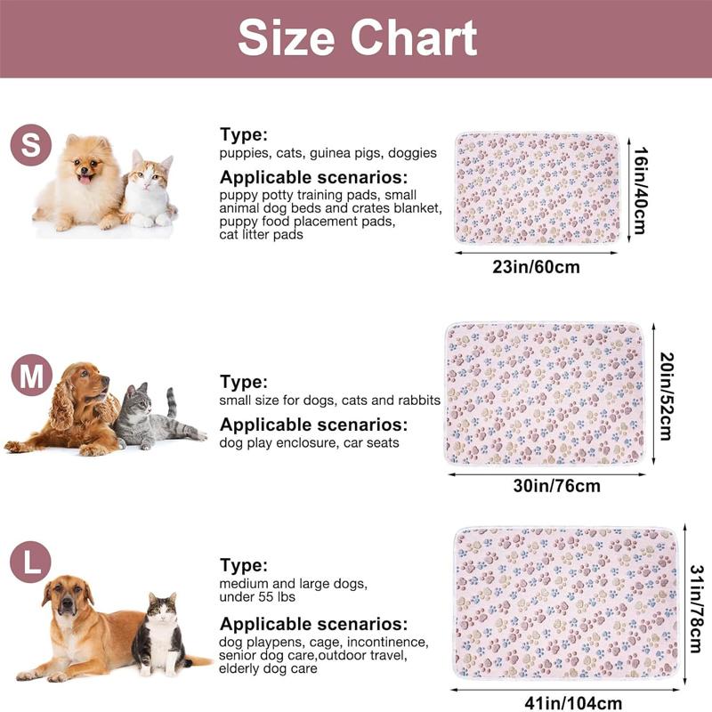 Pet Blanket Cute Dog Paw Print Blanket Pet Mat Warm Comfortable Blanket for Cat Dogs Soft Fluffy Pet Mat Flannel Dog Blanket